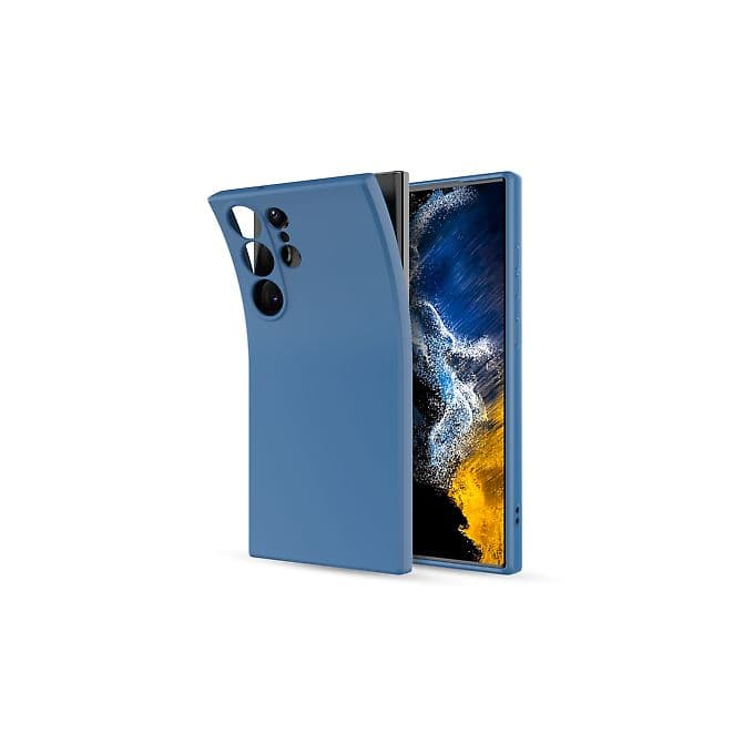 pochette Samsung Galaxy S22 en Silicone Liquide bleu