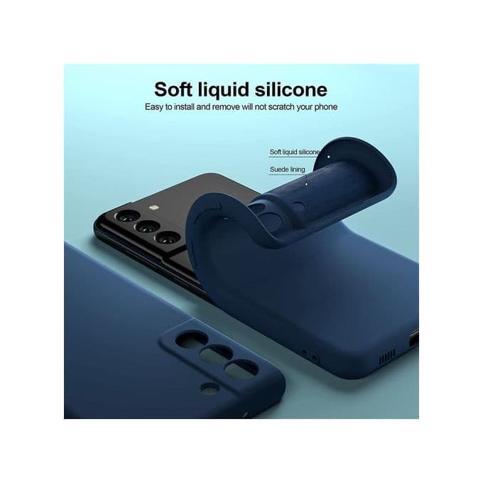 pochette Samsung S22 plus en Silicone Liquide Bleu