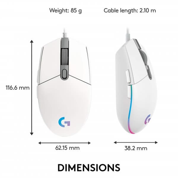 Logitech G102 LightSync RGB Blanc - Souris GAMER